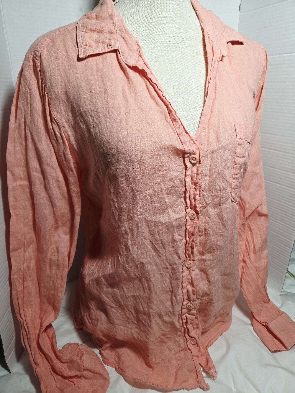 Cloth & Stone By Anthropologie M Pink Button Down Blouse Boo Coastal Relaxed Lux